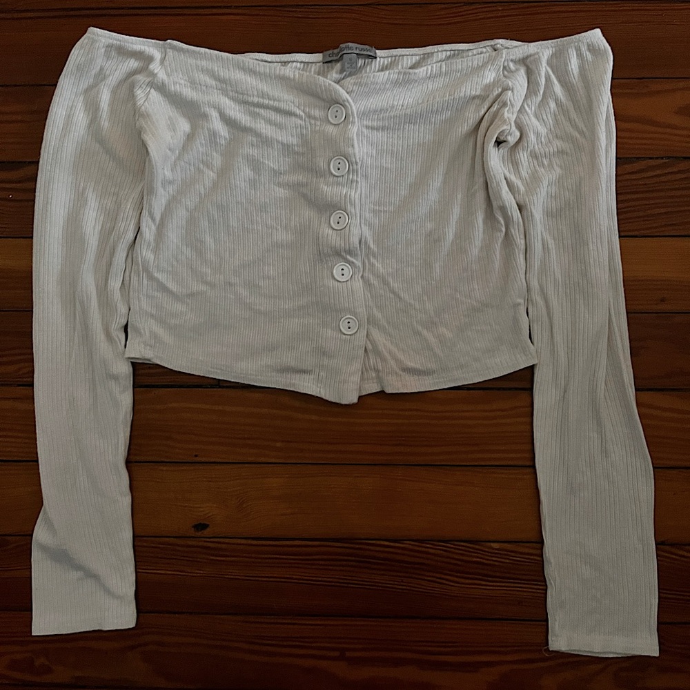 White Off-the-shoulder Crop Top - Charlotte Russe
